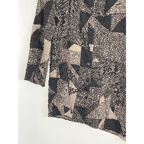 Habitat Lagenlook Black Brown Button Front Long Sleeve Tunic Size Small - Picture 2 of 9